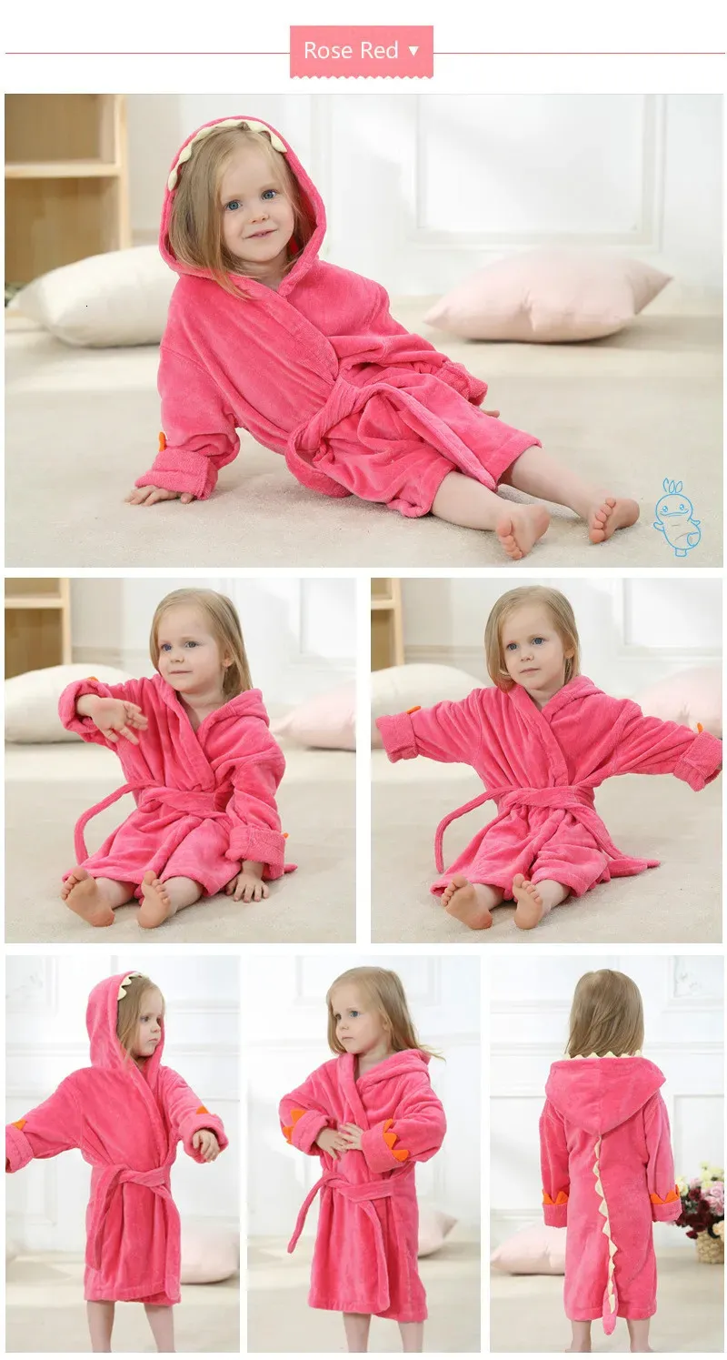Child Bath Robe Cute Bath Robes: Dinosaur Hooded Towel Bath Robe For Kids Soft Cotton ...