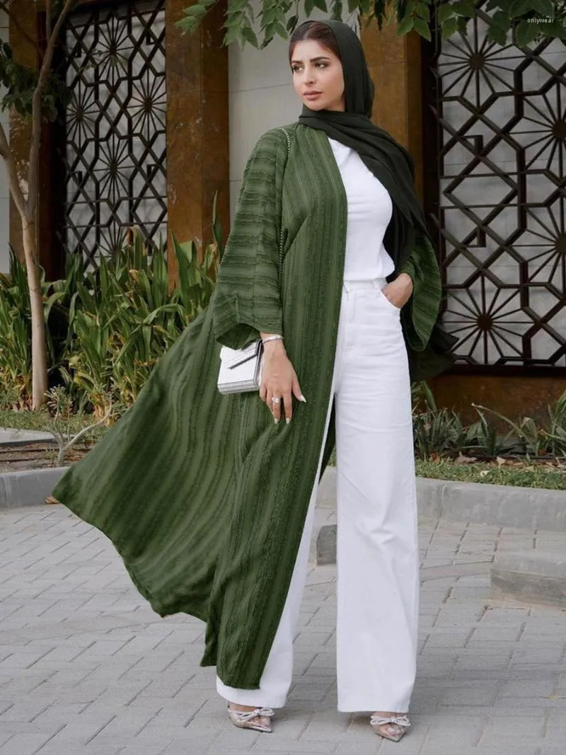 Etniska kläder mode muslimsk kimono abaya solid randig retro cardigan mantel Dubai Mellanöstern Saudiarabien Eid kläder 2023
