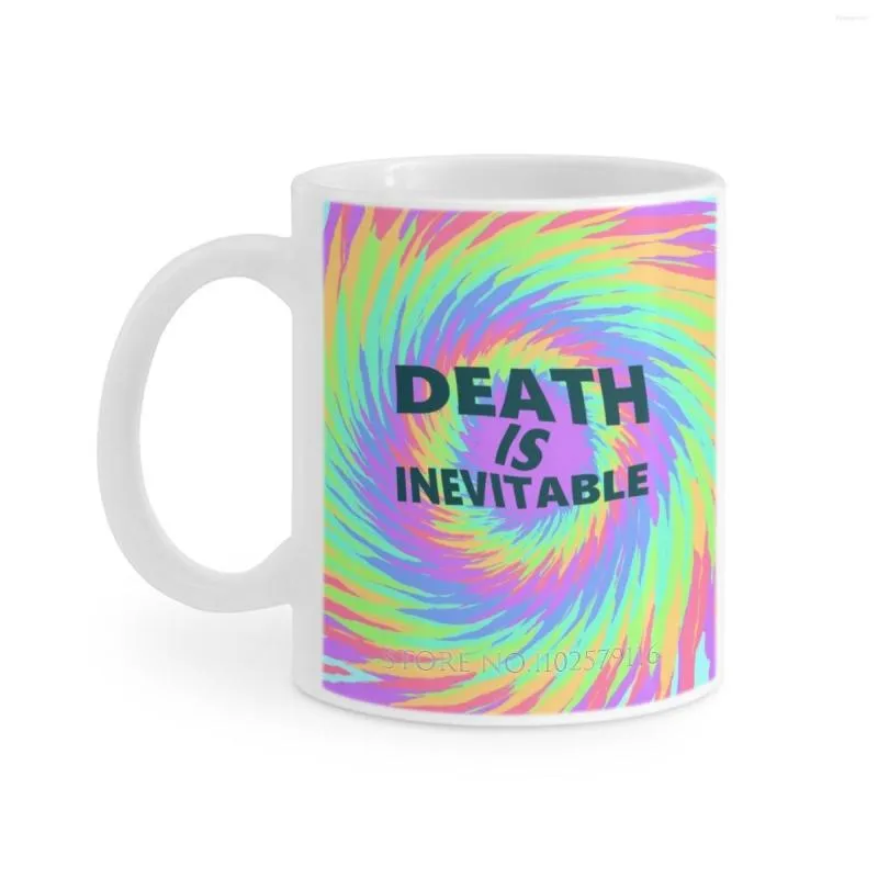 Kupalar Ölüm kaçınılmaz beyaz kupa kahve fincanları komik seramik kahve/çay/kakao hediyesi nihilizm nihilist ölü kötümser