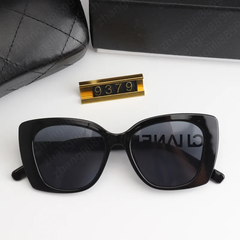 Lyxiga solglasögon för kvinnors designer Summer Shades Polariserade glasögon Sidlogotyp Black Solglasögon Nya vintage överdimensionerade solglasögon med kvinnor solglasögon med låda