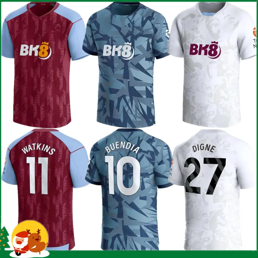 23 24 Camisas de futebol Kids Kit Home 2023 2024 Aston Villas Camisa de futebol Treinamento fora Camisetas MINGS Mcginn BUENDIA WATKINS Maillot Foot