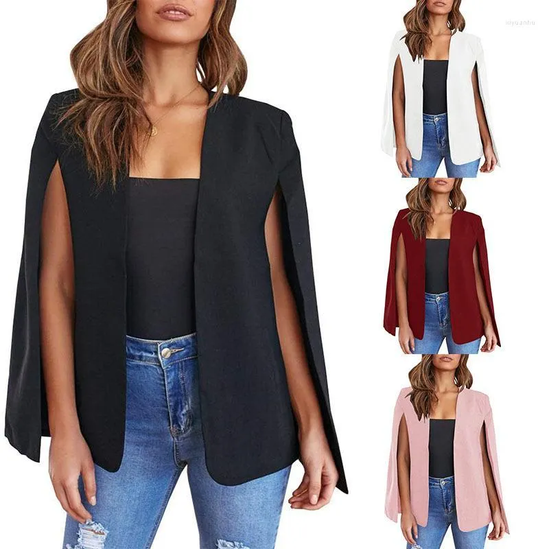 Women's Suits Women Cape Blazer Jacket Loose Chic Spring Autumn Fashion Casual Elegant Business Office Work Wear Black White Pink Wine Red