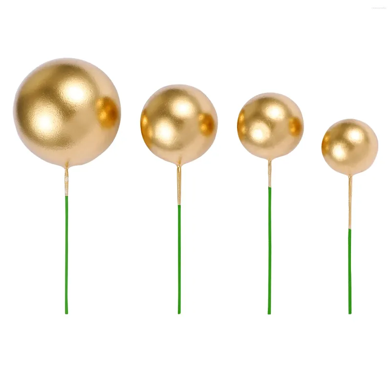 Festive Supplies Round Ball Cake Toppers Creative Christmas Decorations Gold Decoration Silver