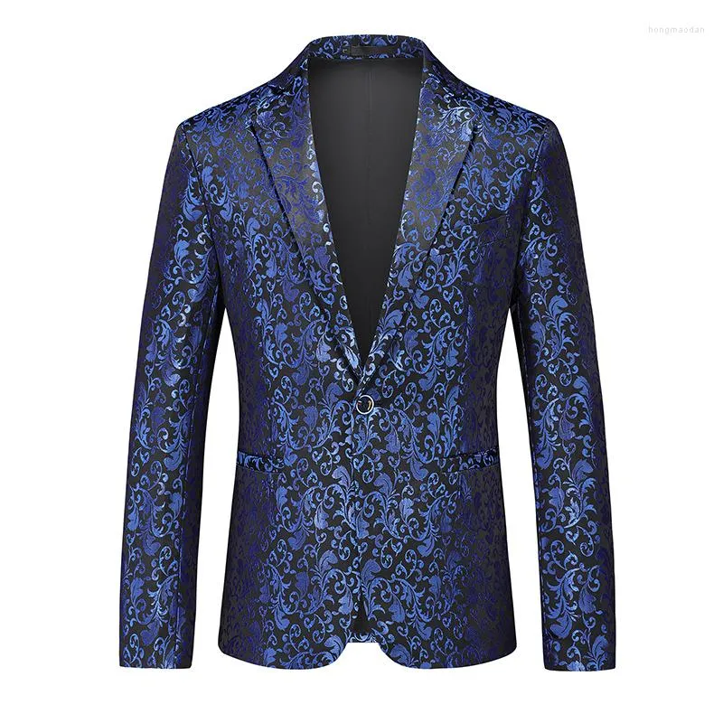 Costumes pour hommes Hommes Costume Manteau Modèle Lumineux Tissu d'impression Contraste Couleur Col Fête Design De Luxe Casual Mode Slim Fit Blazer