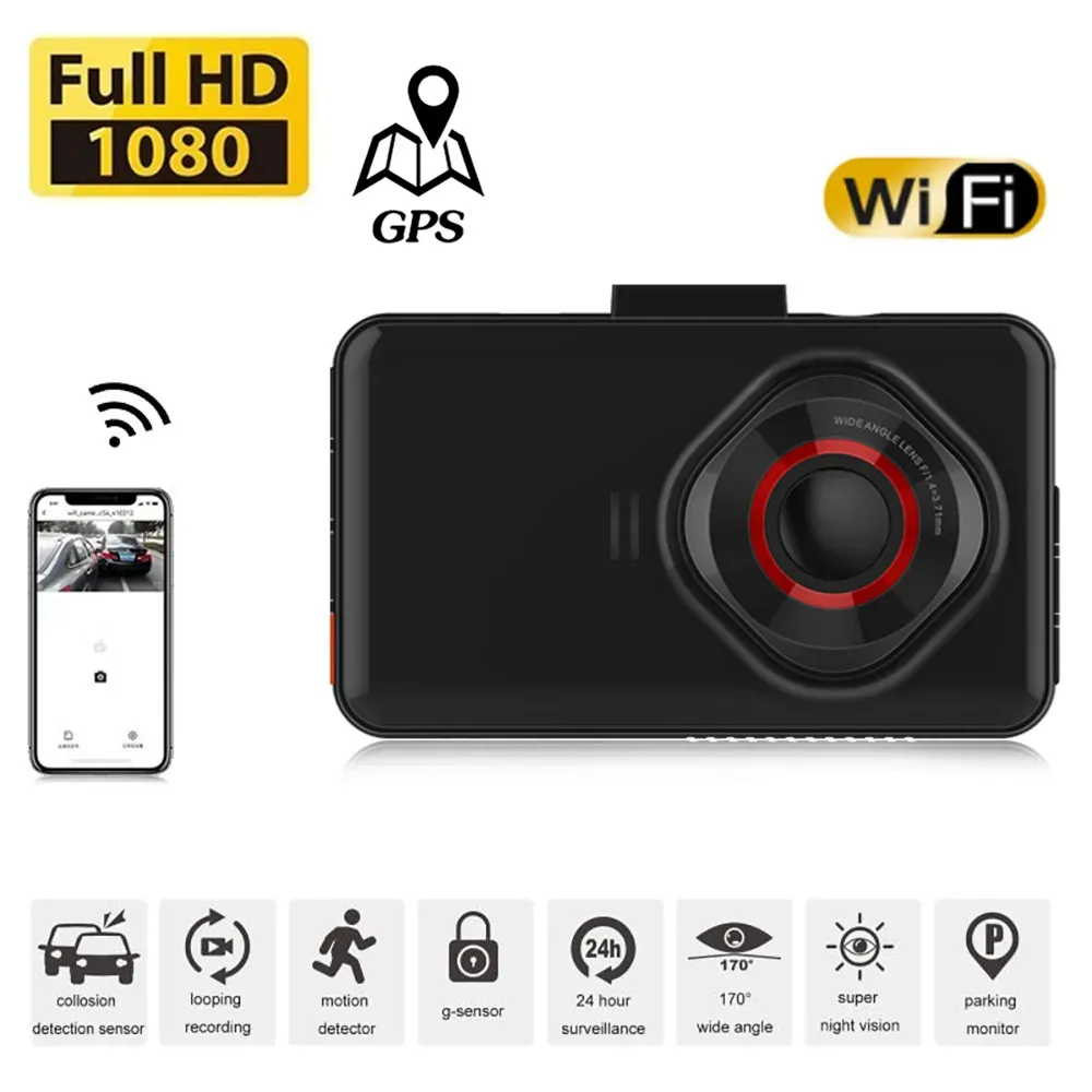 Car Dvr Camera 4k1080p Video Recorder Wifi Gps Dashcam Dash Cam Car  Registrar Night Vision For Car