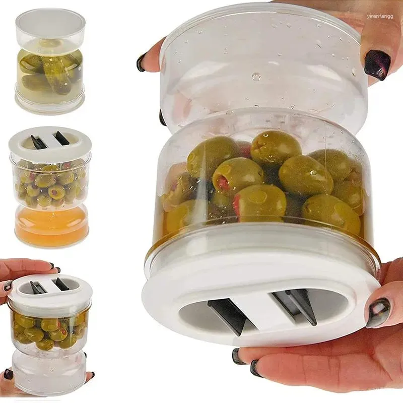 Bouteilles de stockage Pickle Olive Sablier Jar Set Jus Séparateur humide et sec Récipient alimentaire avec passoire Flip Airtight Can Cuisine Produit