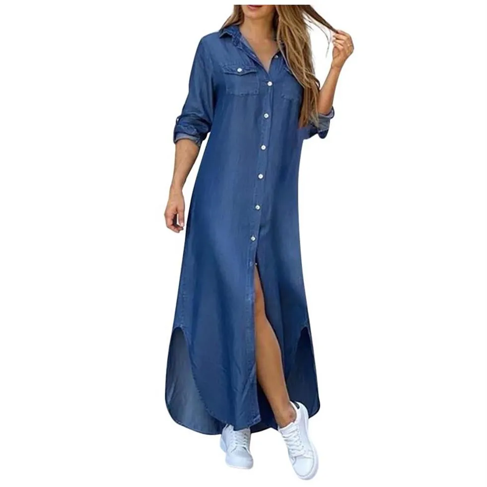 Designer midi vestido botão cardigan vestido longo meia manga modesto magro beachwear cover-ups com turn down camisa colarinho w272p