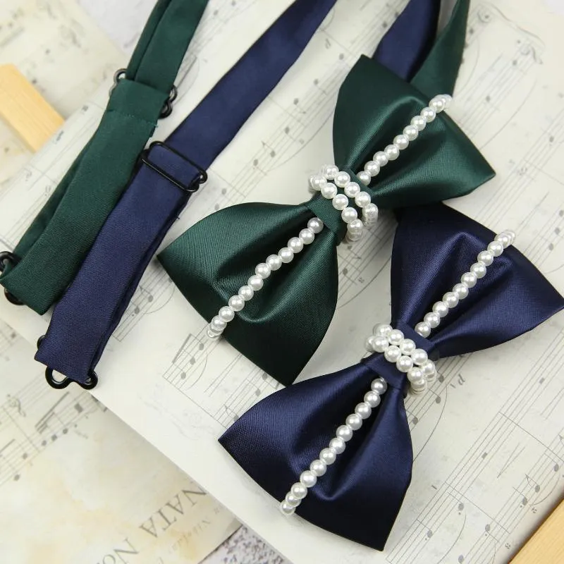Bogen Linbaiway Koreanische Hochzeitsfliegen für Herrenanzug handgefertigte Perlen Schwarze Burgund weiße Krawatte Herren Hals Bowknots