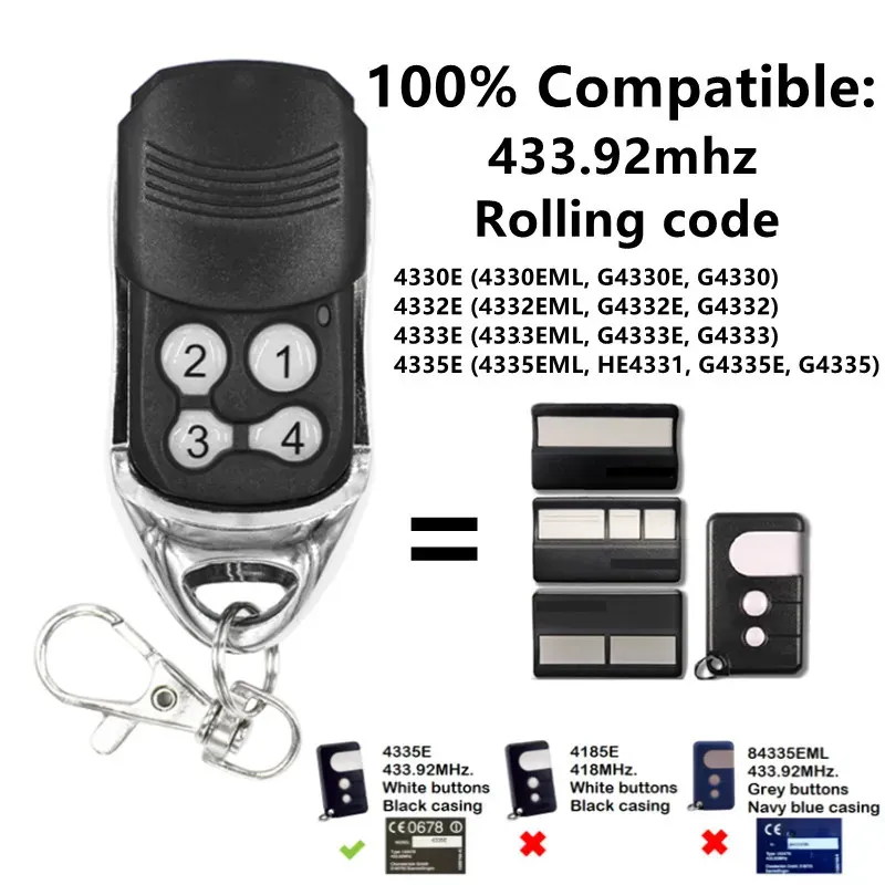 Télécommande LiftMaster Pour Portes De Garage - Compatible Modèles 4330E, 4332E, 4333E, 4335E, 433 MHz, Neuve