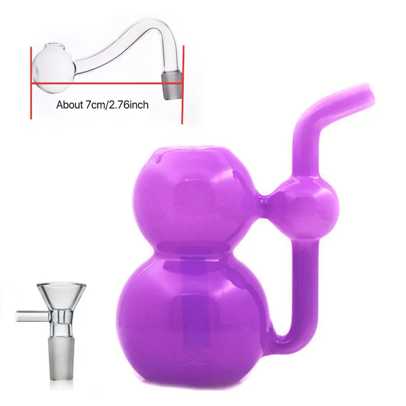 Narghilè Mini Gourd all'ingrosso colorato Viola nuovissimo bong in vetro con acqua dab rig con bruciatore a nafta maschio da 10 mm o ciotola per fumare tabacco