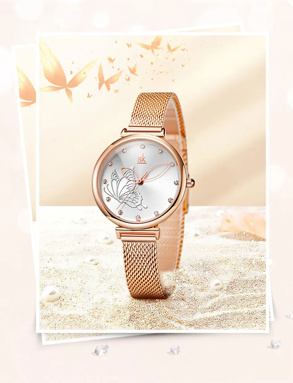 Womens watch watches high quality luxury quartz-battery Fashion three-dimensional butterfly waterproof watch