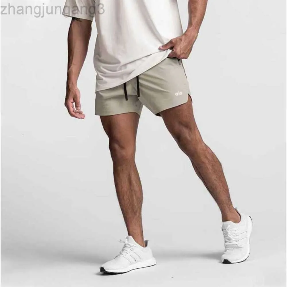 レギンスショーツデザイナーAlooo Yoga SummerMens Running Light Resistant Casuaryクイックドライスポーツフィットネストレーニングショーツ2023