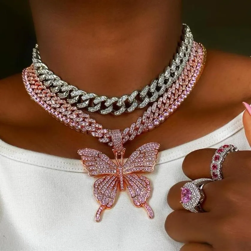 Collier ras du cou en forme d'oeil de Marquise pour femmes, breloque en zircone cubique, Miami, chaîne à maillons cubains, 221x