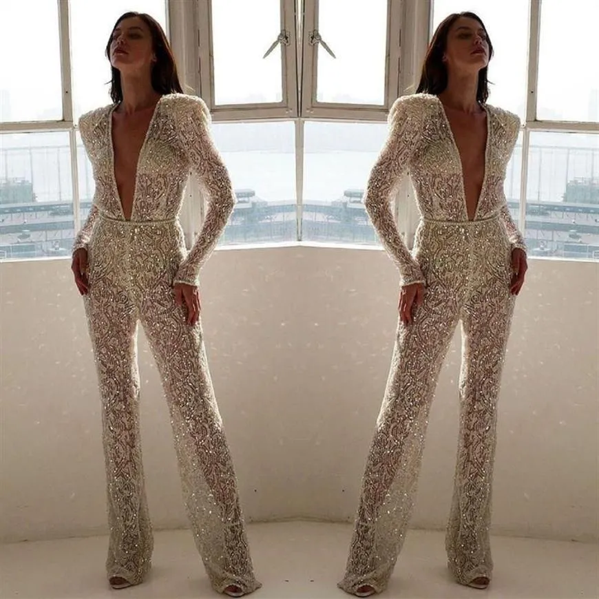 Women's Jumpsuits & Rompers Sparkly Jumpsuit Sexy Elegant Summer Sequin Woman Fashion 2022 Women Exquisite Embroidery Lace Pe2591