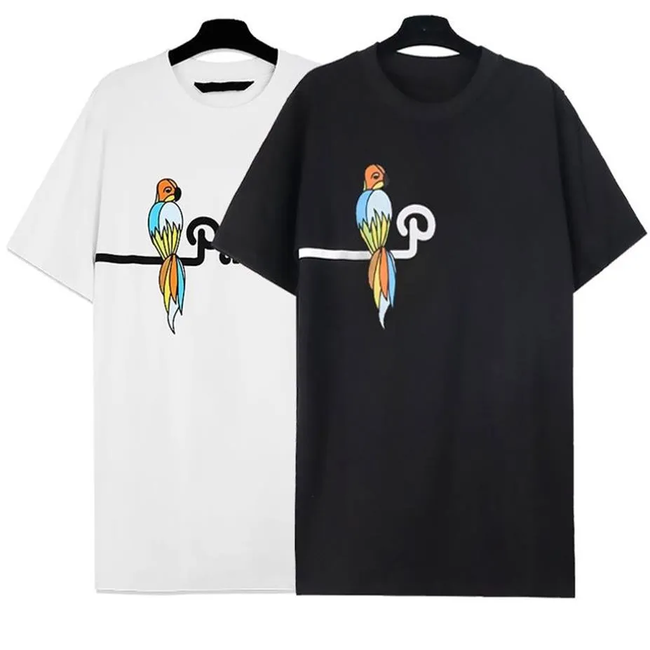 Homens Camiseta Papagaio Impresso Designer T-shirt Mens e Mulheres Tees Moda Top Qualidade Manga Curta Top Rodada Camisetas 22ss Europeu S286i