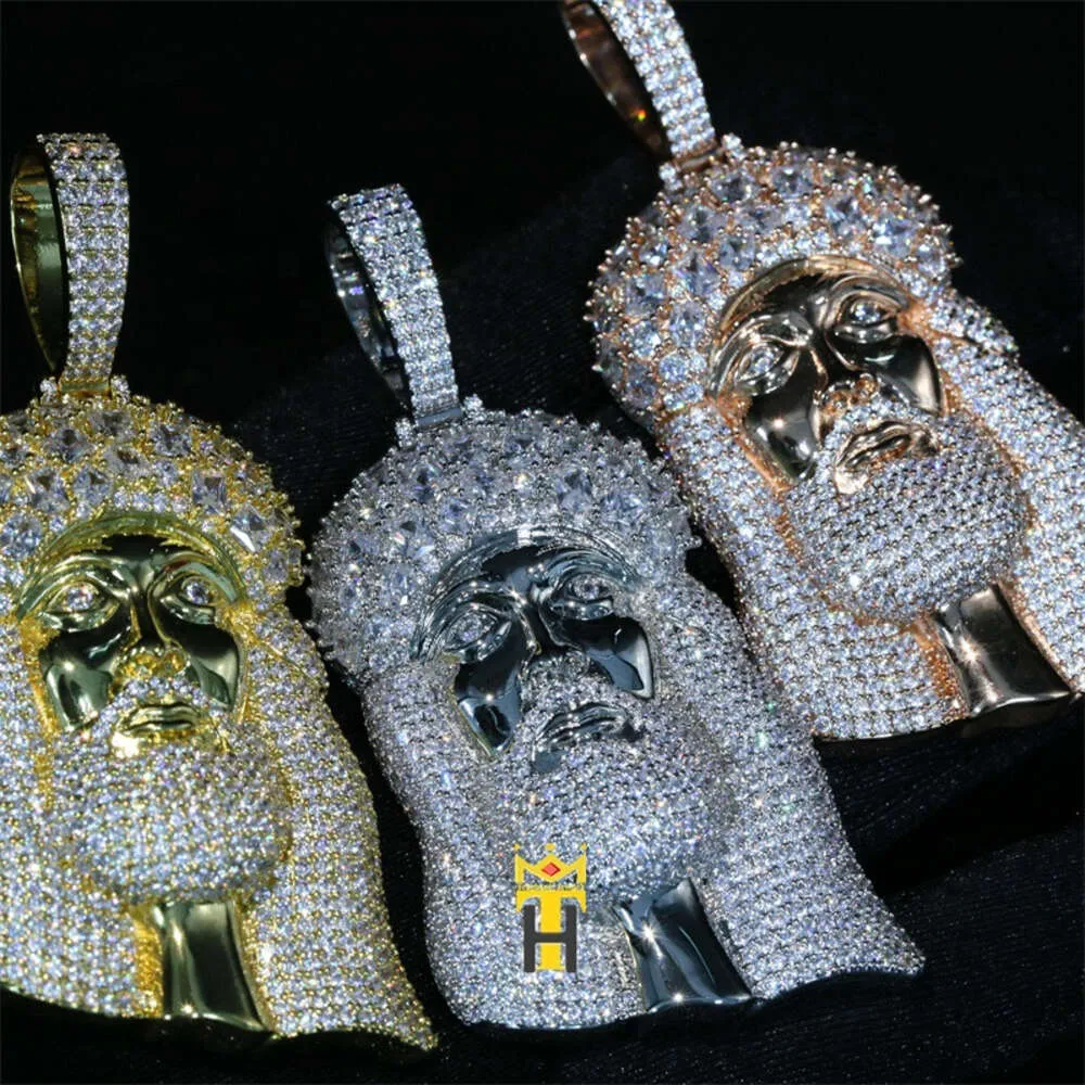 Designer smycken anpassad silver guld diamant isad ut halsband hänge Jesus moissanite hip hop smycken