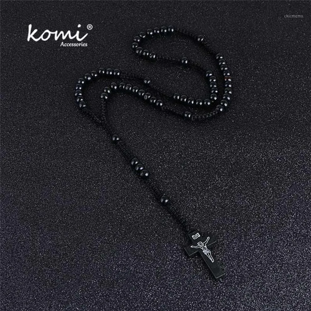 Komi Ganze Katholische Orthodoxe 8mm Holz Rosenkranz Perlen Marke Halsketten Religiöse Jesus Beten Halsketten Perlen Jewelry1289M