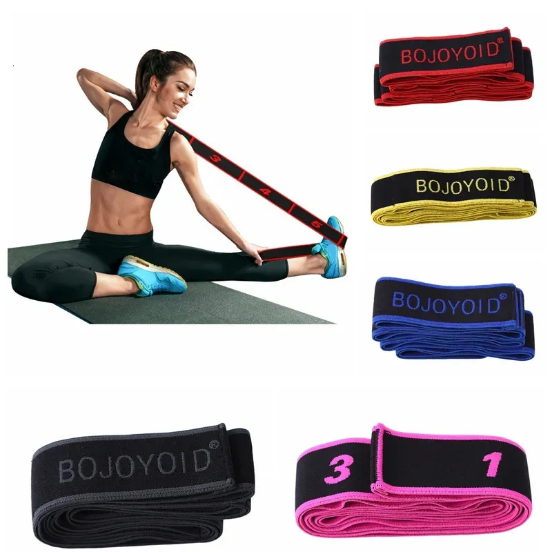 Bandes de résistance Bande d'étirement de yoga 8 segments Produits de fitness numériques à haute élasticité Double couche Sangle composite Tension de danse 231007