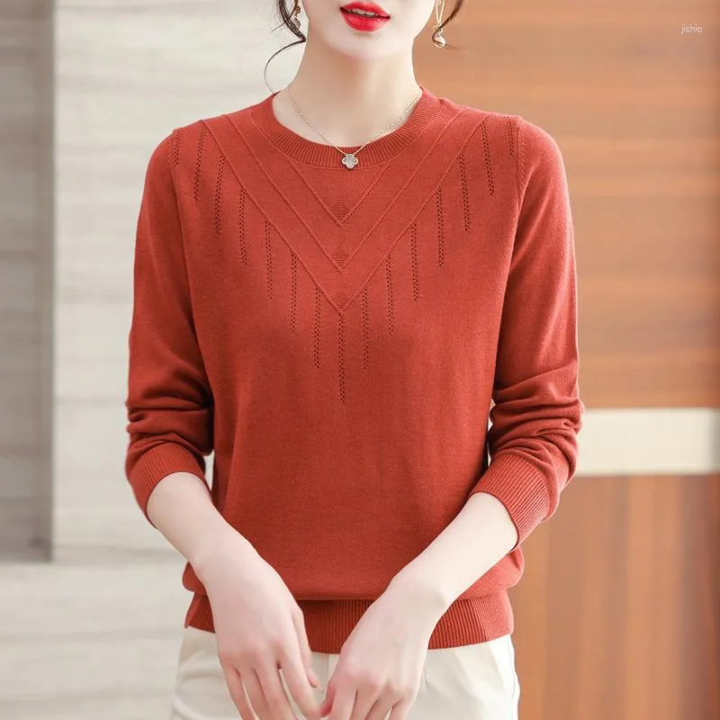 Women Sweters w średnim wieku Mother Pullovers Tops Spring Autumn Zime Knitwears Dna koszulka luźna kobiety Kobiety Duży rozmiar sweter z długimi rękawami