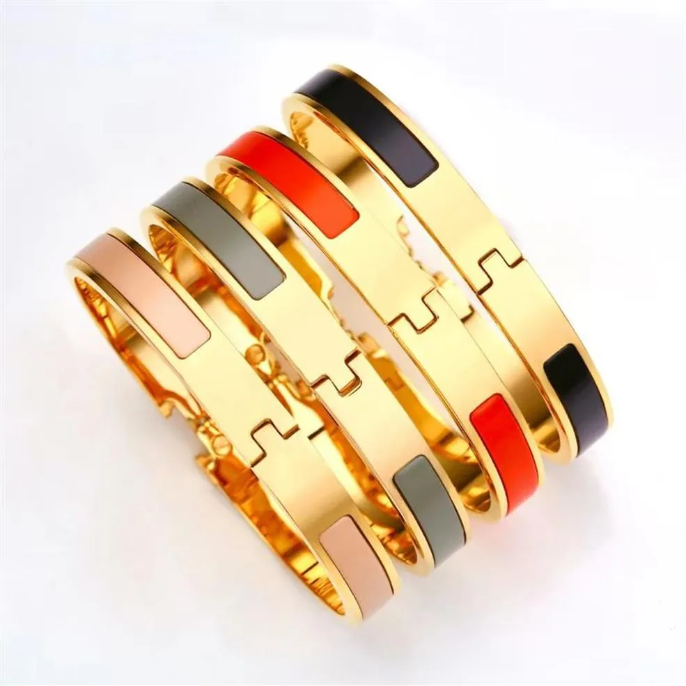 Bracelet de mode 8mm en acier inoxydable Bracelets porte-bonheur femmes bijoux de luxe bracelets de créateur couleur Orange émail cadeau pour Lover214B