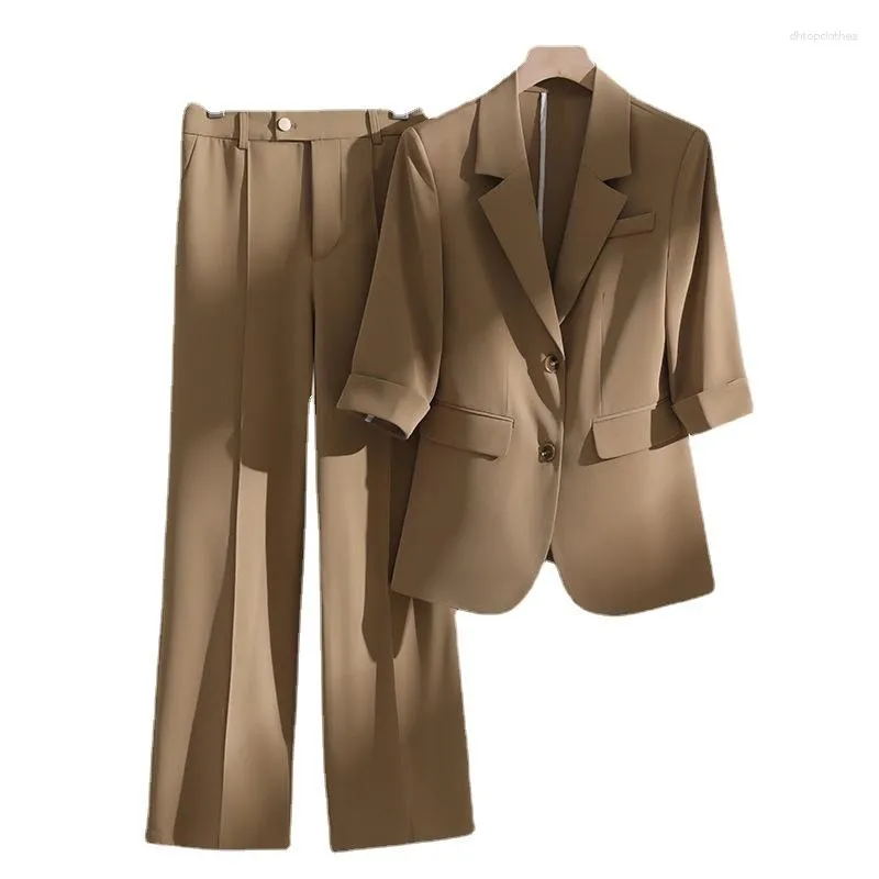 Dwuczęściowe spodnie damskie 2023 Wiosna i lato pół rękawie odzież biznesowa Blezer Formalne ubrania robocze Suit Fashion Suit