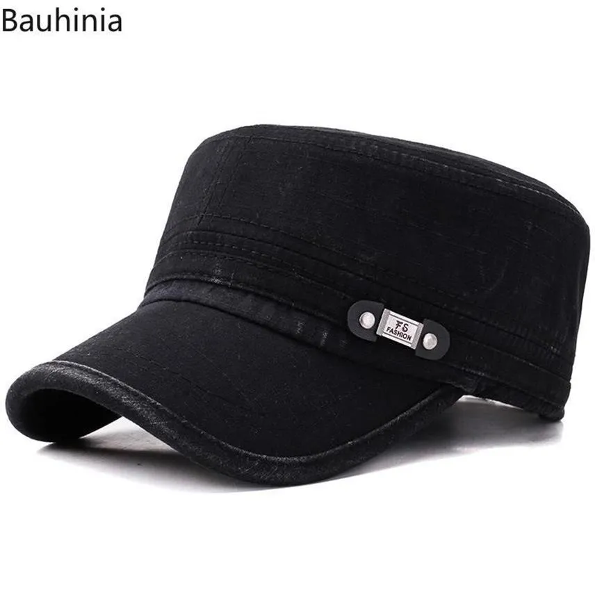 Chapéu de topo plano masculino casual ao ar livre chapéus de sol velho lavado boné militar simplesmente feminino atlantis cuba aba larga254s