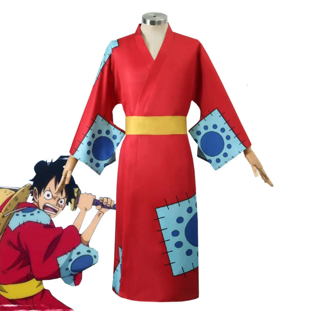 In Stock One Piece Wano Country Monkey D. Luffy Cosplay Costume Kimono  Outfits Halloween Carnival Suit