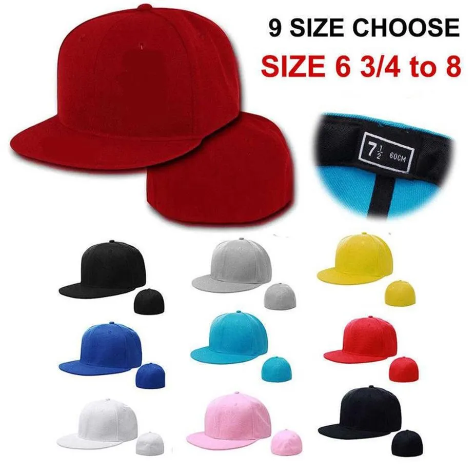 Casquettes ajustées Chapeaux Nouveau 9 tailles Fit Trucker York Fermé Mens Bill Hiphop Plain Baseball Snapback Blank Solid Flat Visor Brim Era Q070275Q