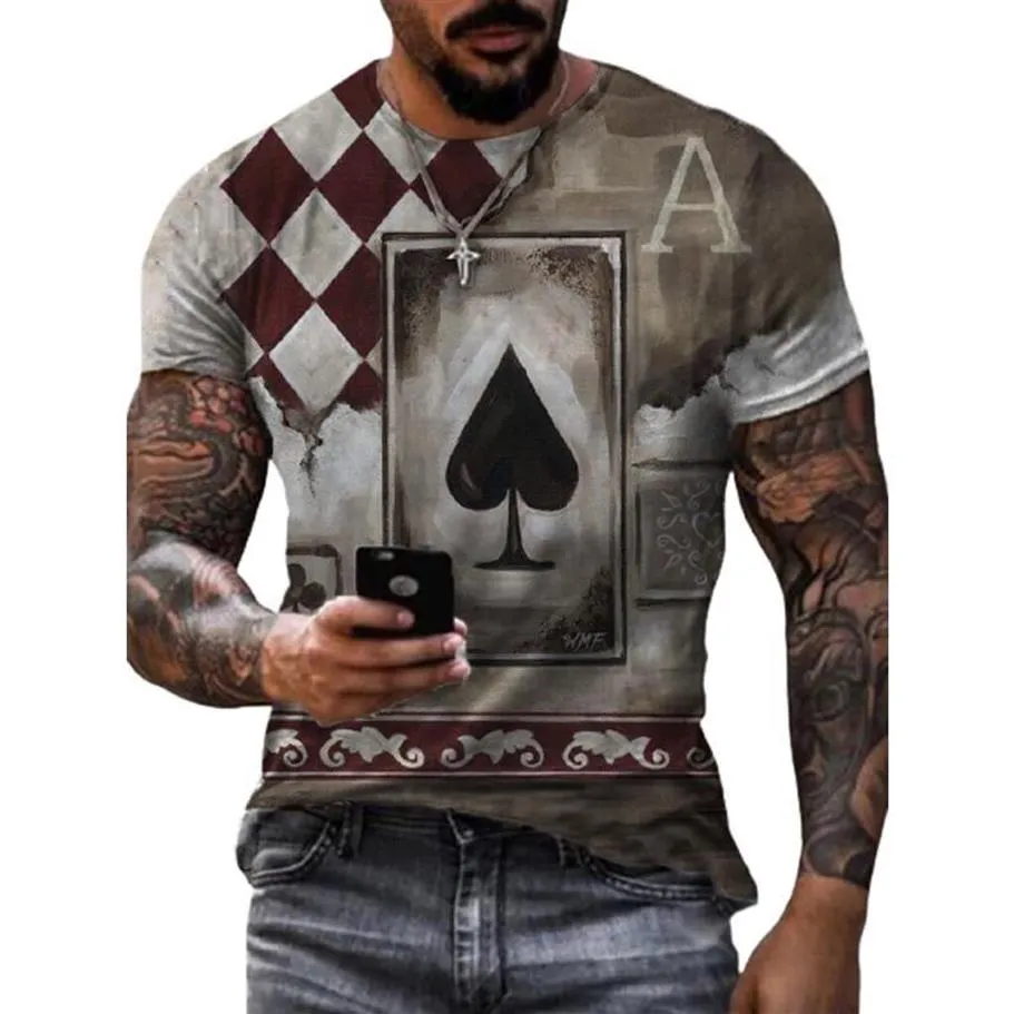 Mens Printing T Shirt Playing Card Pattern Tees Boys T-shirt for Punk Hiphop People Classic Tops for Whole2654