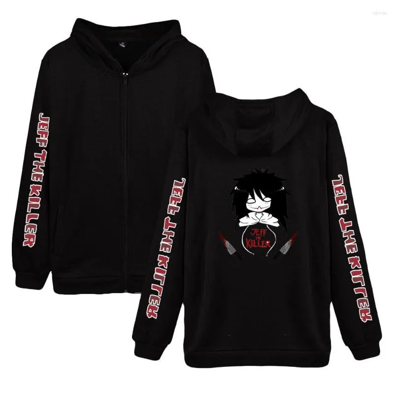 Jeff The Killer 2D Zipper Graphic Zip Up Hoodie For Men Warm Long