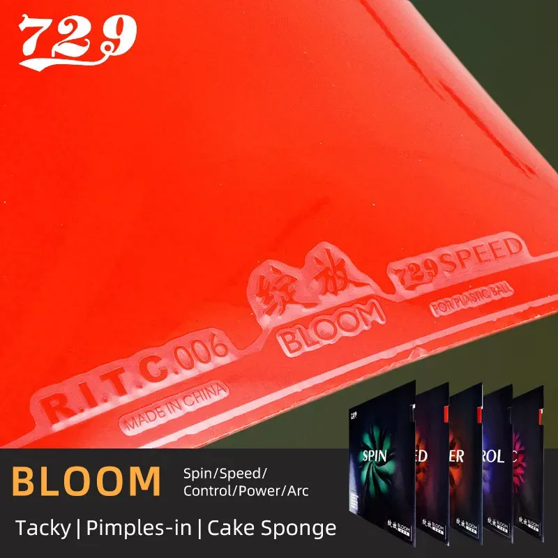 Ścieżki tenisowe stołowe 729 Przyjaźń Bloom Tennis Guma Tacky Ping Pong guma gumowa pryszcze do szybkiego ataku z pętlą 231007