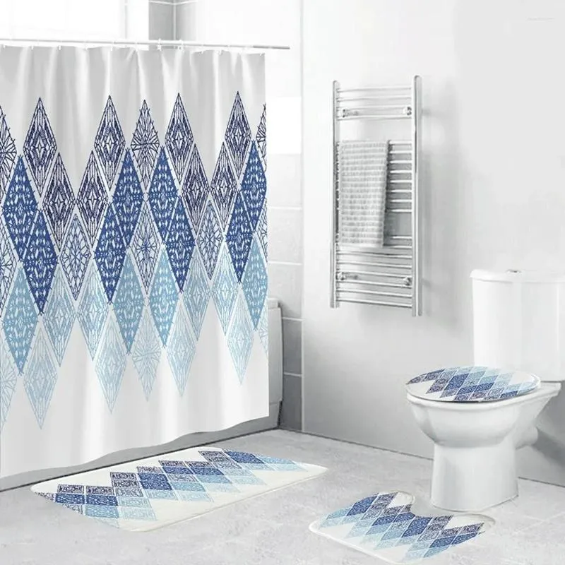 Shower Curtains Home Decor Bohemian Style Geometric Patterns Bathroom Curtain Sets Waterproof Polyester Fabric Bath With Hooks