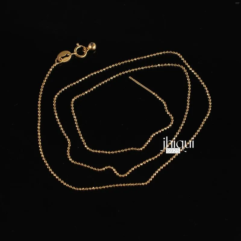Catene 1PC 45cm Collana regolabile con catena di perline placcate oro in argento sterling 925 per gioielleria raffinata da donna