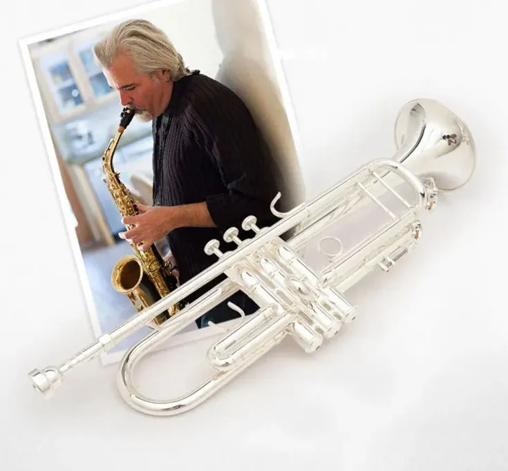 Blaasmuziek B trompeta plana, instrumento Muzikale professionele Chapado en plata de dos colores, con funda, accessoires van boquilla 00
