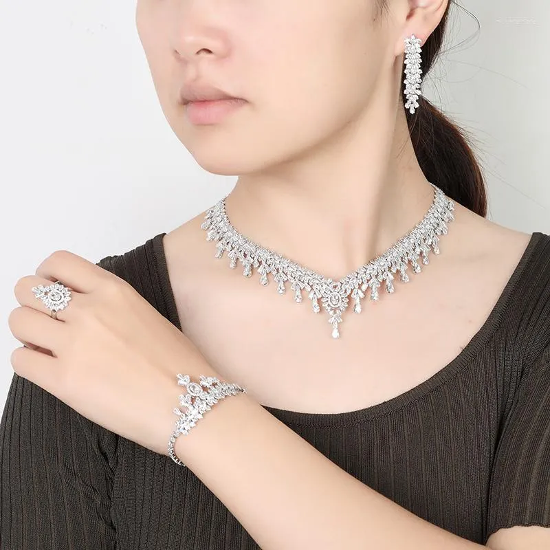Collier Boucles Doreilles Ensemble Bijoux HADIYANA Mariee Demoiselle Dhonneur Mariage Bracelet De Fiancailles Bague Zircon BN8140 Bijou Mariage Du 47 31 DHgate