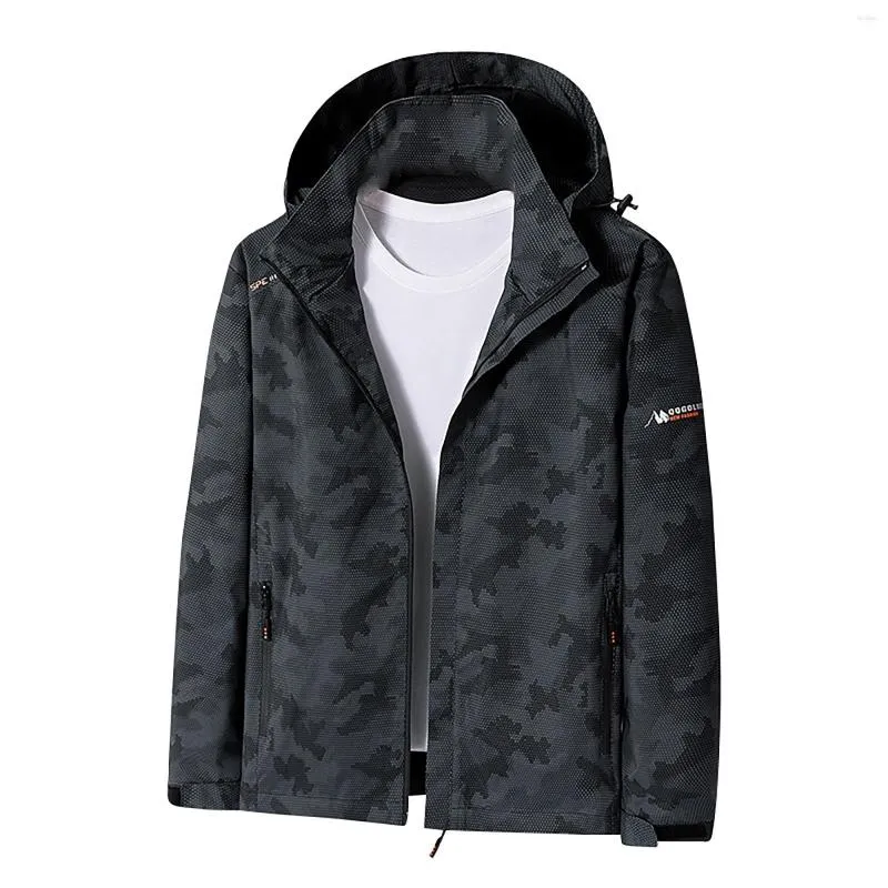 Vestes pour hommes Automne et hiver Camouflage imprimé couleur détachable capuche coupe-vent imperméable respirant veste extérieure avec double
