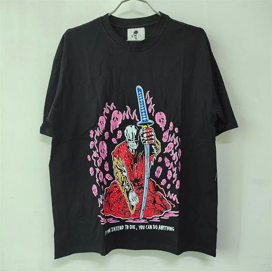 Camiseta Warren Saber Warrior, camiseta con estampado de Lotas para hombre, camisetas de verano para mujer, camisetas holgadas, camiseta informal para hombre, camiseta negra, S-XL173c