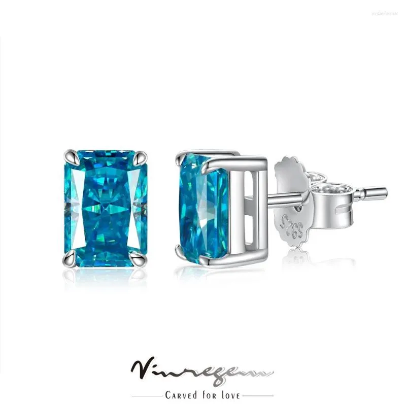 Vinregem – boucles d'oreilles en argent Sterling 925, coupe rayonnante, 2CT, bleu de mer, Moissanite, Test de réussite, diamant pour femmes, cadeaux, vente en gros