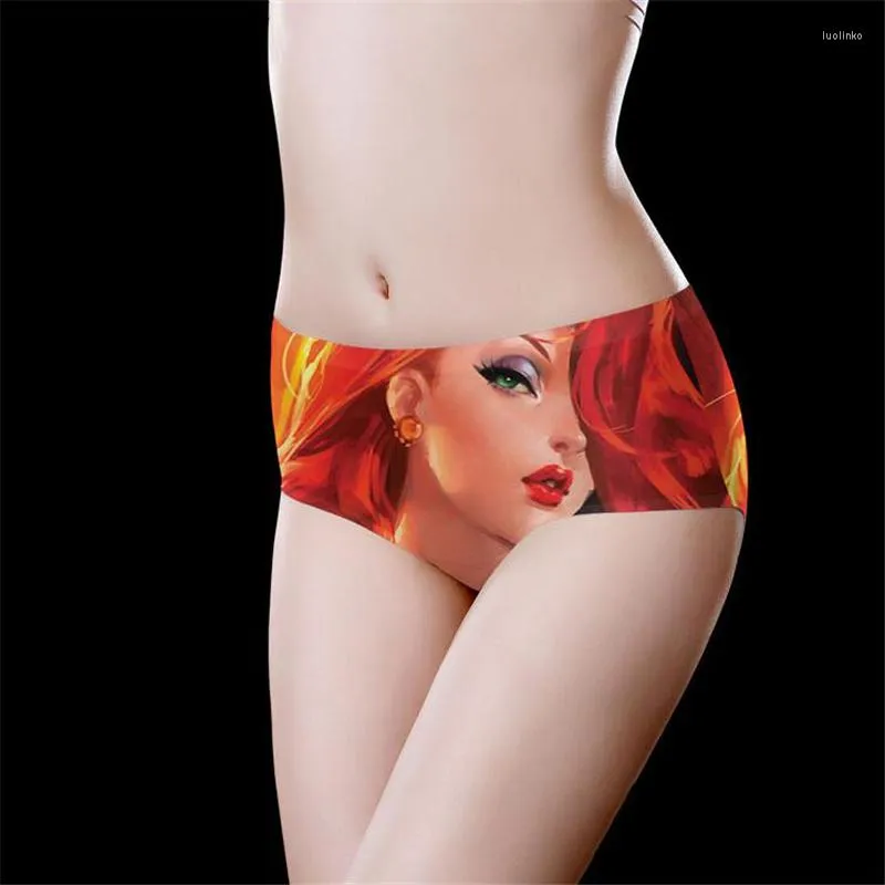 Women's Panties Girl 3D Printing Sexy Women Underwear Lingerie Mid Waist  Without Trace Underpants Breathable Tight Hip Wrap Briefs