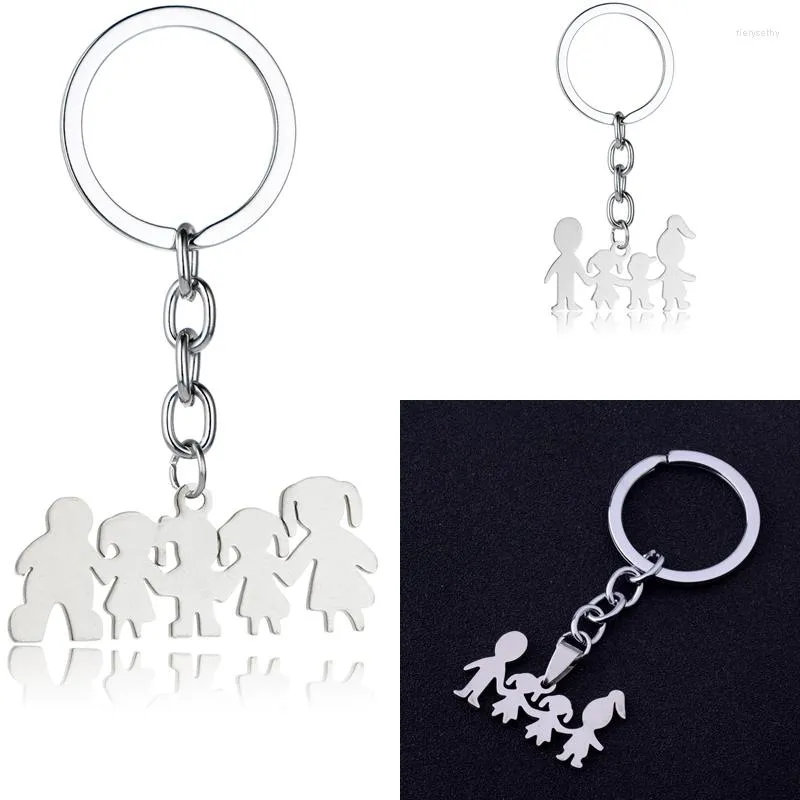 Keychains Family Love Mom Dad Son Daughter Keychain Gifts Stainless Steel Pendants Boys Girls Mothers Fathers Keyring For Children Kids
