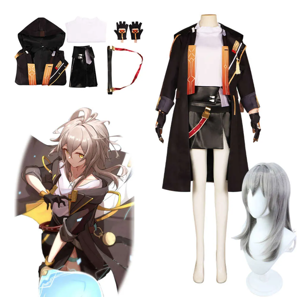 Game Trailblazer Stelle Cosplay Anime Honkai Star Rail Costume Fancy Dress Trench Outfit Stelle Wig Halloween Party Cos Womencosplay