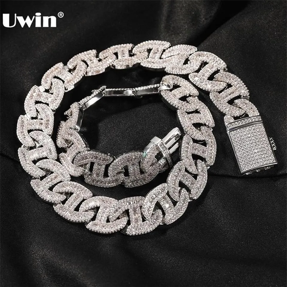 UWIN 17 MM Zware Miami Baguette Zirkoon Kettingen voor Mannen Iced Out Cubaanse Link Chain AAA CZ Prong Instellen kettingen Hip Hop Sieraden 22533