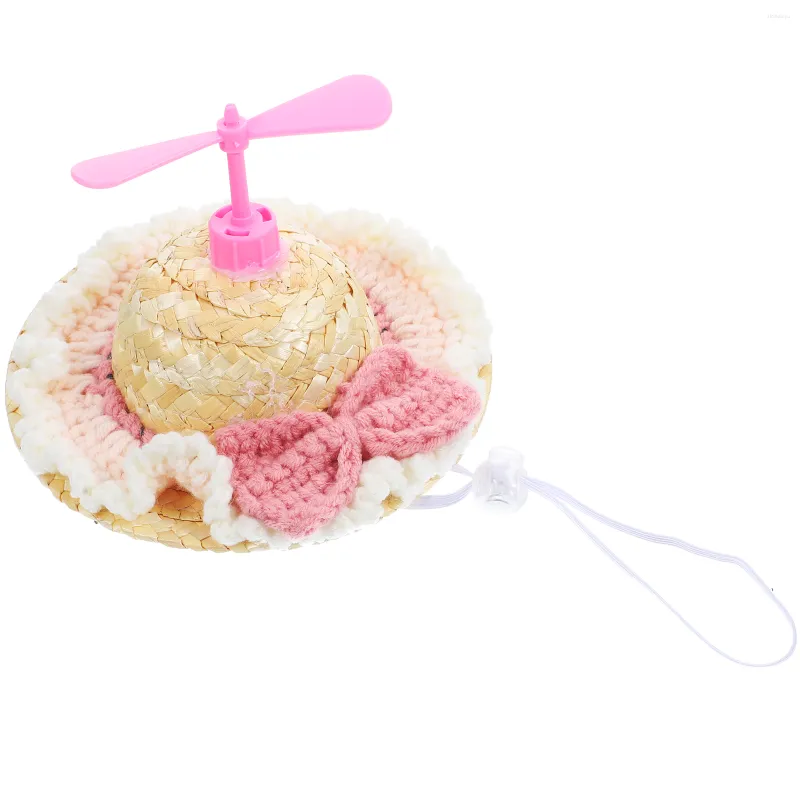 Abbigliamento per cani Cucciolo Cappello di paglia Decorazione in miniatura Gatto Cosplay Accessori per costumi in miniatura Accessorio per compleanno in rattan