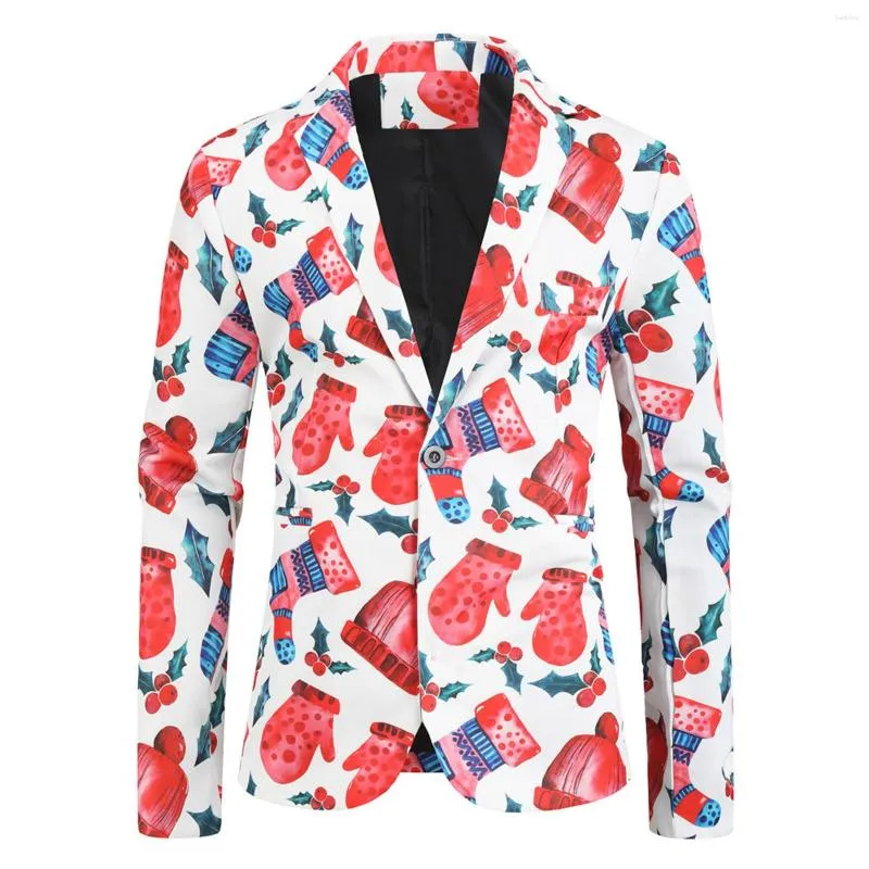 Costumes pour hommes 3d Blazers de Noël Veste Hommes Imprimé Floral Peinture 2023 Costume de mode Manteau de Fête Décontracté Slim Fit Blazer Boutons