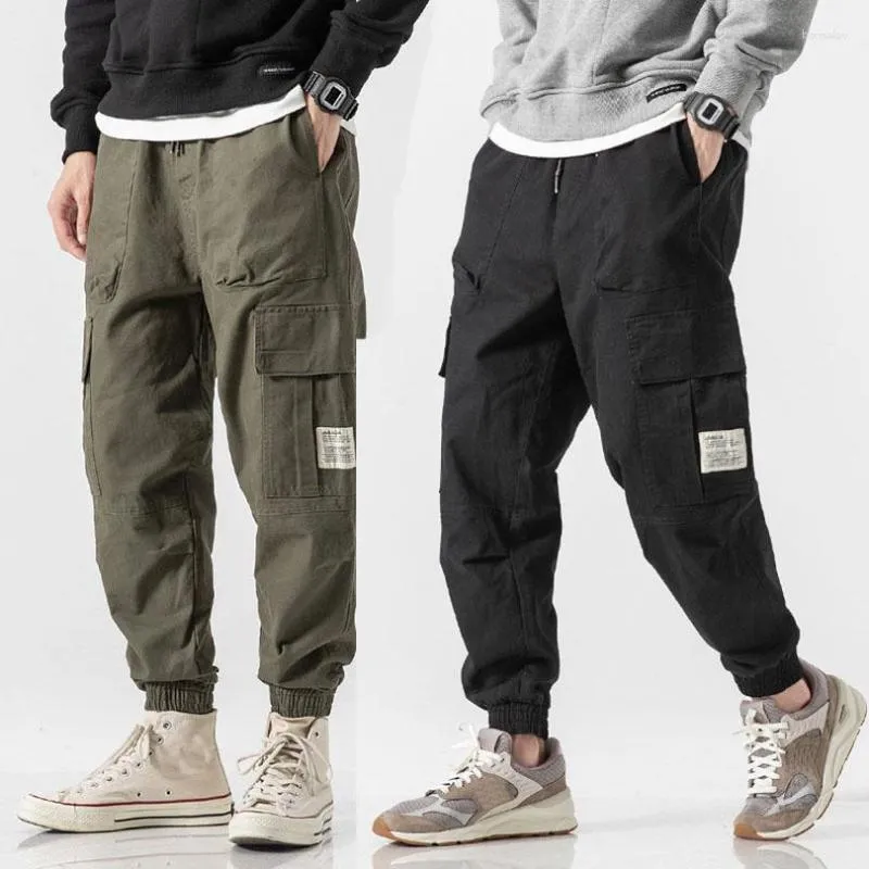 Herrbyxor Spring Autumn Cotton Sports Trousers Män Taktiska pojkar jogging last manliga joggare avslappnade flerfickkläder 2023