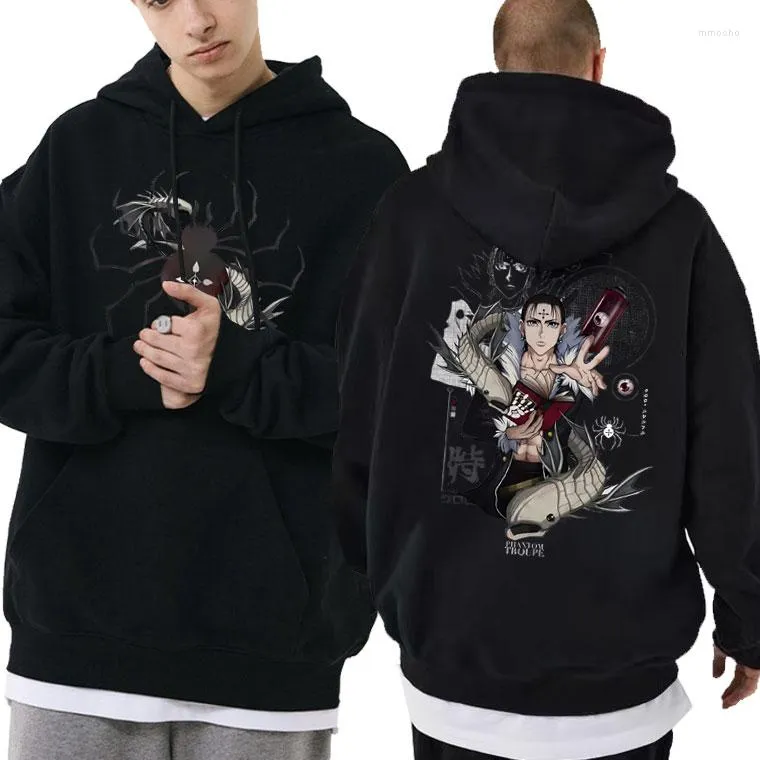 Herrtröjor anime x chrollo lucilfer grafisk tryck hoodie manlig casual fleece bomull tröja män kvinnor mode lös