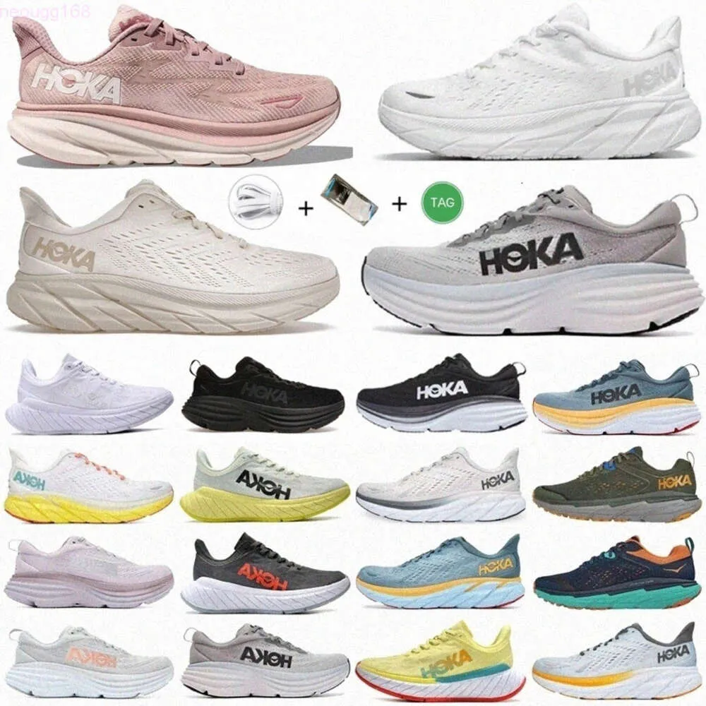 Hoka One Clifton 8 9 Hokas Running Shoes Bondi Men Women White Black
