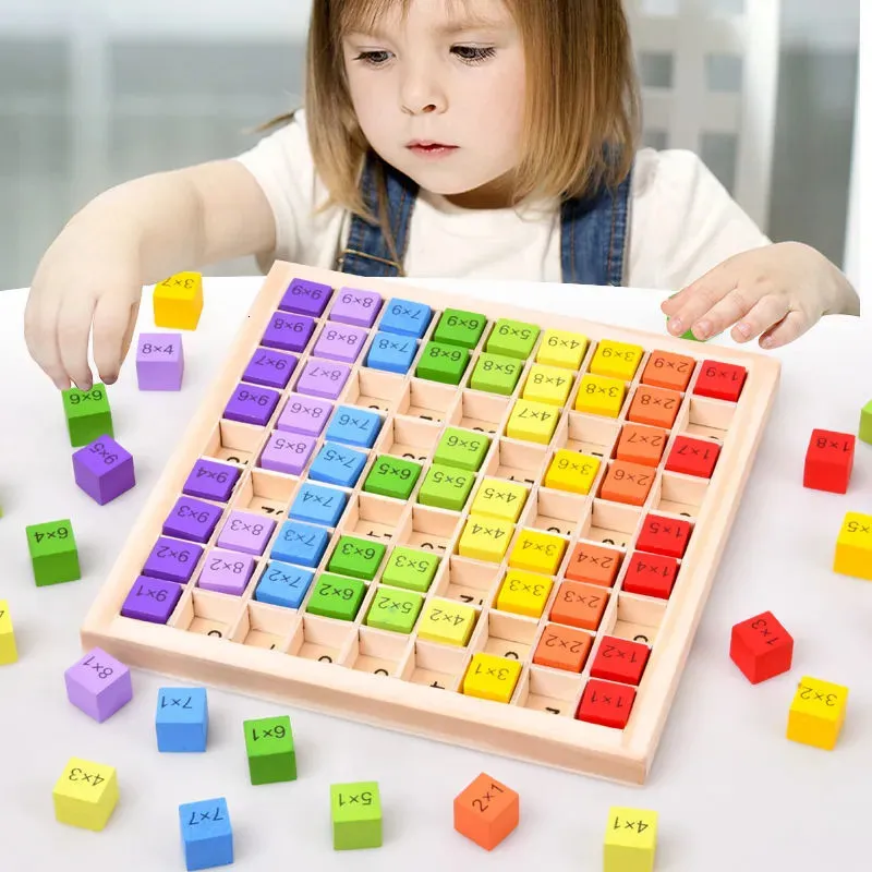 Nauka zabawek Montessori drewno edukacyjne dla dzieci Dziecko 99 Stół mnożenia przedszkola matematyka arytmetyczna Aids Prezent 231007