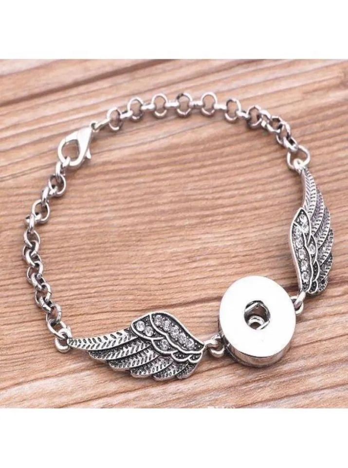 3 pezzi di cristallo ali d'angelo bracciali braccialetti argento antico fai da te zenzero scatta gioielli con bottoni nuovi bracciali stile 4Enqd9912571