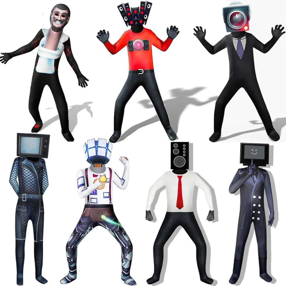 Skibidi toalett cosplay kostym skibidi toalett tv -man spel barn vuxna jumpsuits set outfit halloween costume för barn vuxencosplay